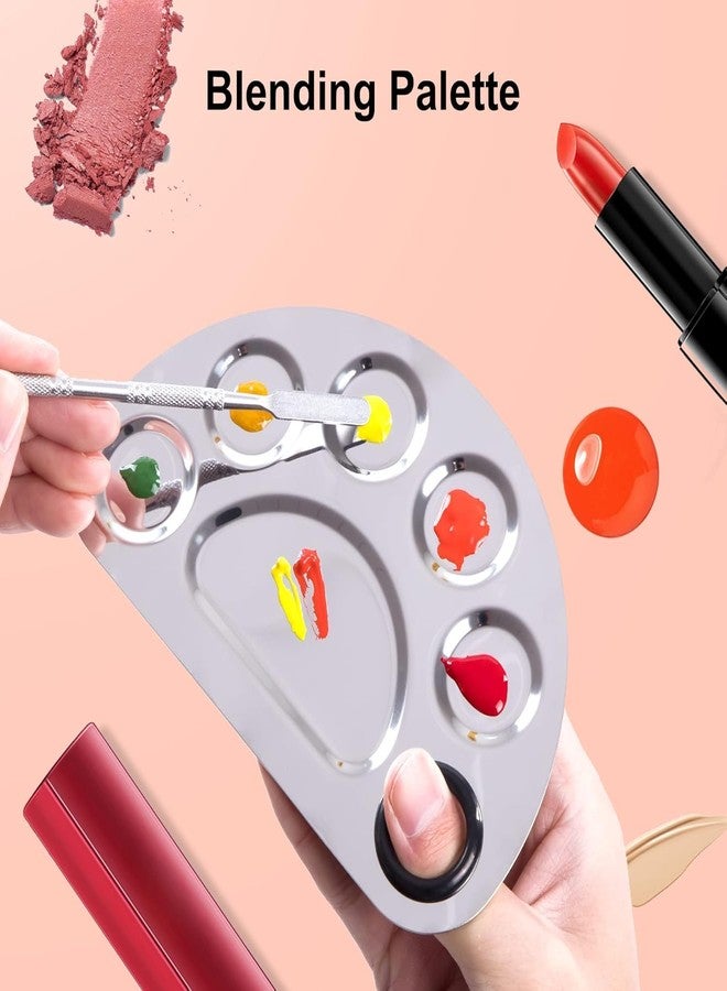 Getmecraft Professional Stainless Steel Makeup Palette Cosmetic Palette with Spatula Tool for Nail Art Eye Shadow Eyelash Makeup Professional Pigment Blending - Image 4