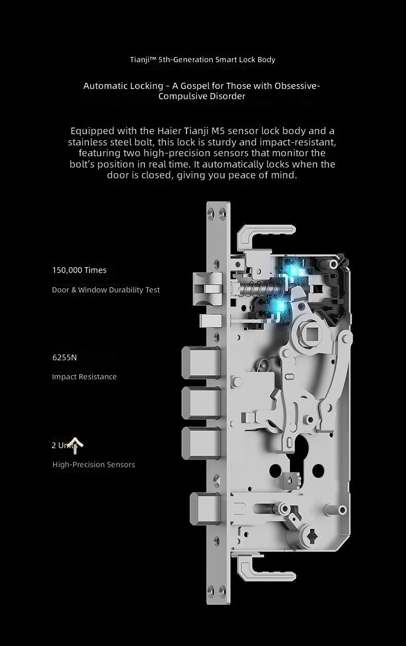 Haier P350 Smart Lock – 3D Face Recognition, Fingerprint, Password, IC Card, Full-Automatic, Large Screen - Image 5