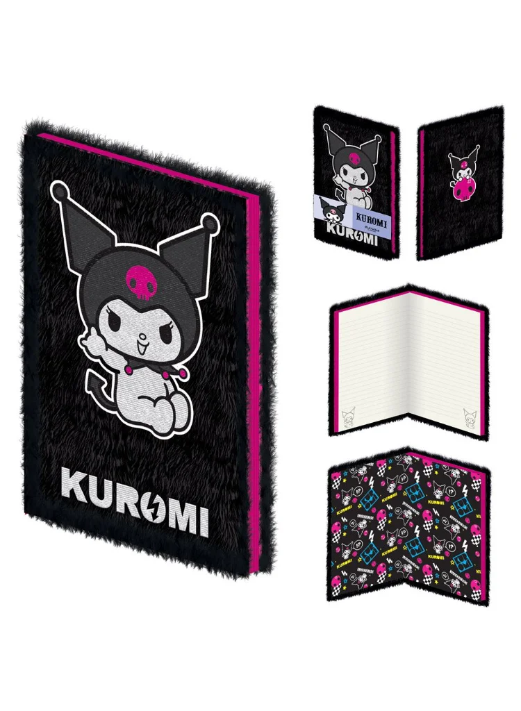 بيراميد Black Kuromi Fluffy Lined Notebook