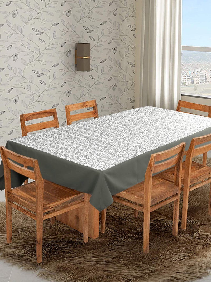 Dekor World Cotton Printed Abstract Rectangle Table Cover - Grey - Image 1