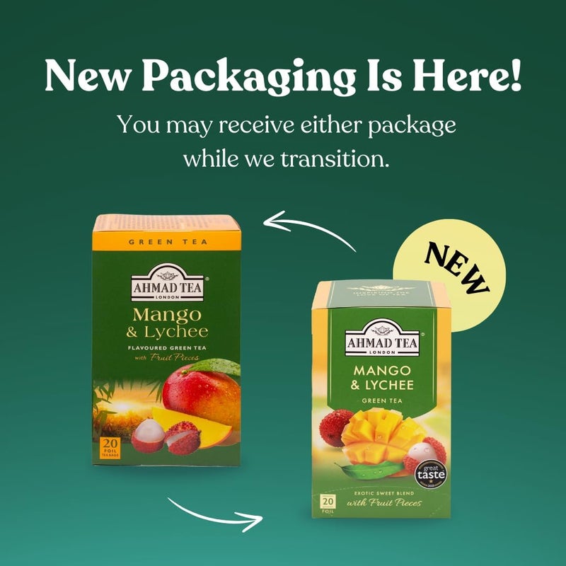 Ahmad Tea Mango & Lychee Green Tea Bags - Image 2