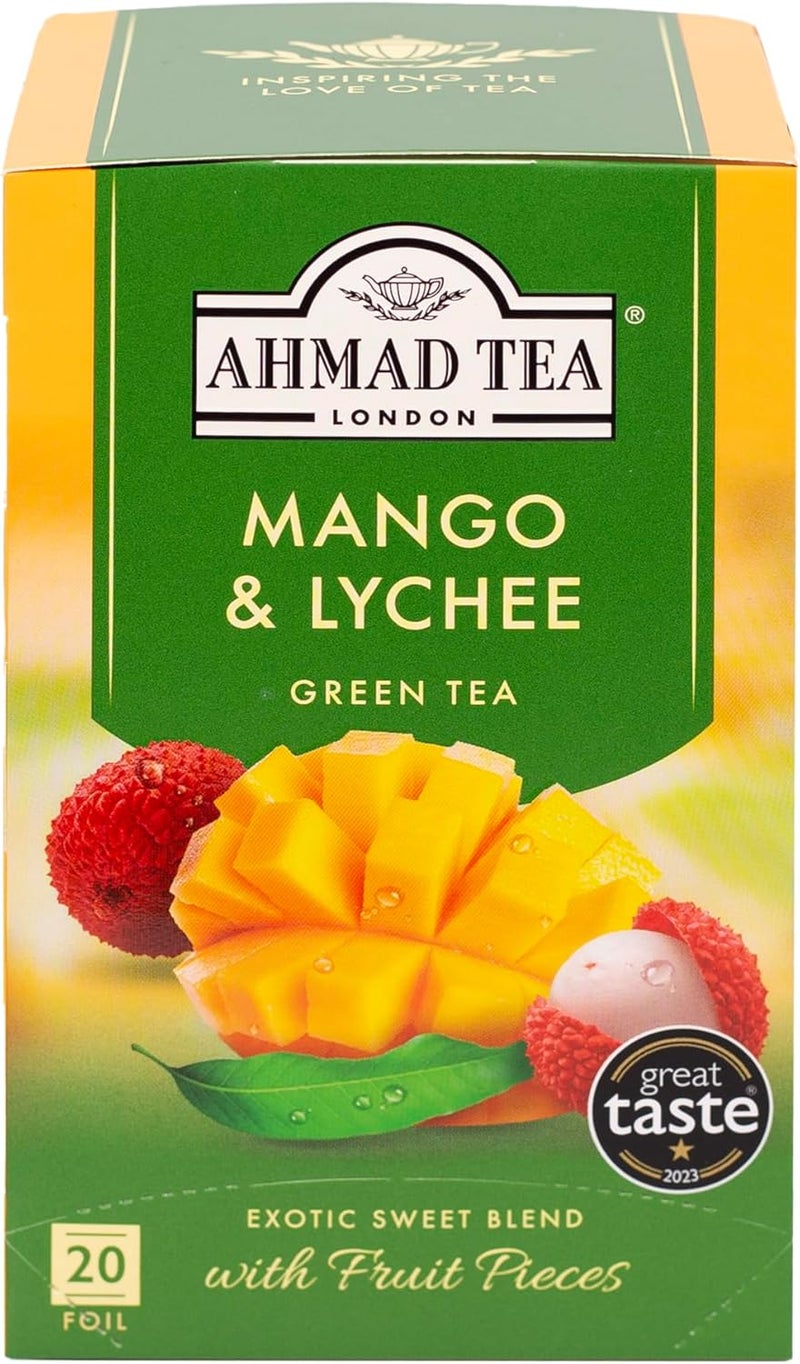 Ahmad Tea Mango & Lychee Green Tea Bags - Image 1