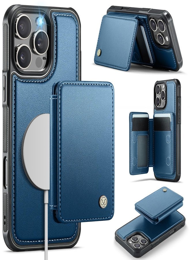 Usroom Compatible with Magsafe Wireless Charing for iPhone 16 Pro Max 6.9" Wallet Case, RFID Blocking Card Holder 2 in 1 Detachable Wallet Kickstand Shockproof Case, Blue - Image 1