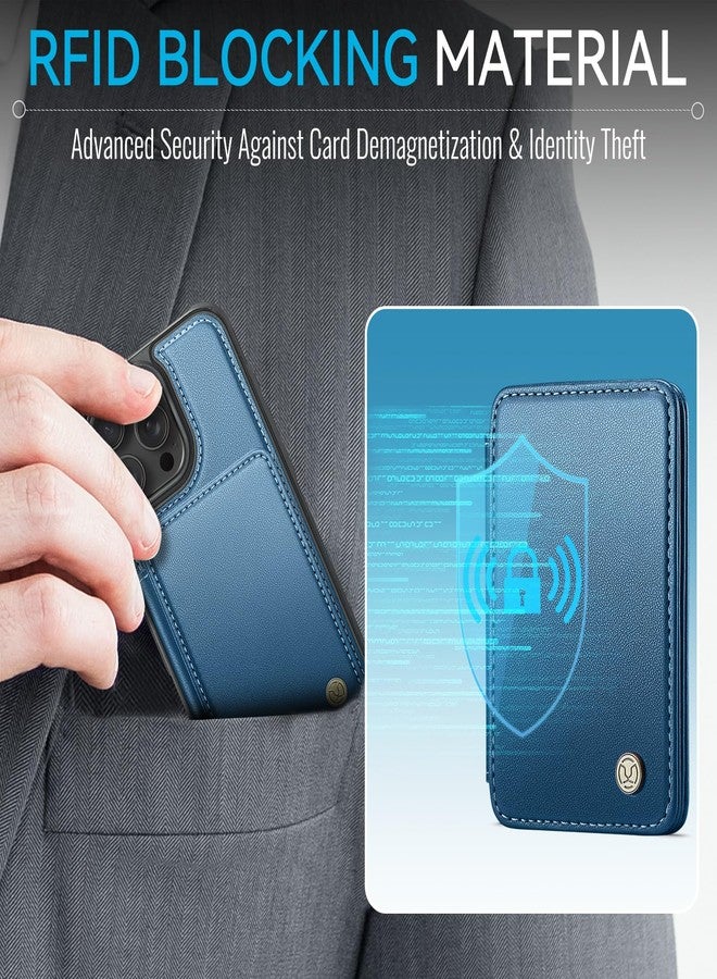 Usroom Compatible with Magsafe Wireless Charing for iPhone 16 Pro Max 6.9" Wallet Case, RFID Blocking Card Holder 2 in 1 Detachable Wallet Kickstand Shockproof Case, Blue - Image 3