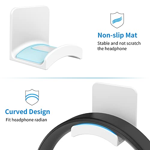SOKUSIN Headphone Stand Headset Holder - Adhesive Gaming Earphones Hanger, Universal Desk Wall Mount Hook for All Headphone/Controller, Compatible with Beats, AirPods Max,Sony, JBL (White) - Image 4