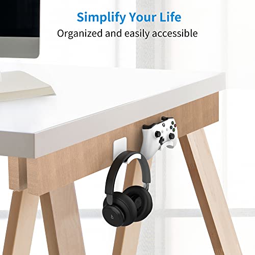 SOKUSIN Headphone Stand Headset Holder - Adhesive Gaming Earphones Hanger, Universal Desk Wall Mount Hook for All Headphone/Controller, Compatible with Beats, AirPods Max,Sony, JBL (White) - Image 2