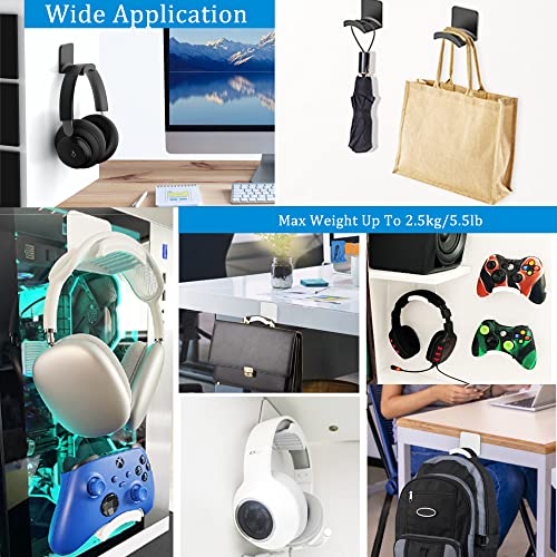SOKUSIN Headphone Stand Headset Holder - Adhesive Gaming Earphones Hanger, Universal Desk Wall Mount Hook for All Headphone/Controller, Compatible with Beats, AirPods Max,Sony, JBL (White) - Image 5