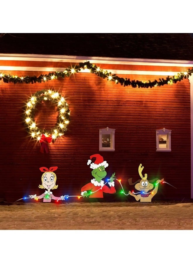 CCOVERY Christmas Fence Decorations Outdoor 3Pcs Fence Peeker with LED Lights for Fence Yard Garden Lawn Christmas Decor Outside - Image 5