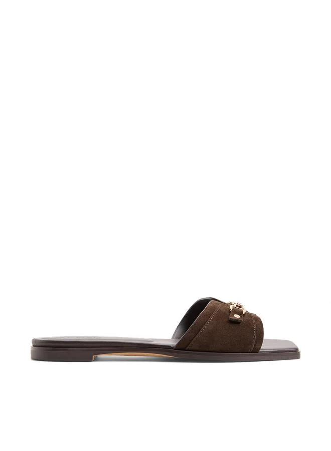 Alo Ladies Brown Flat Sandals