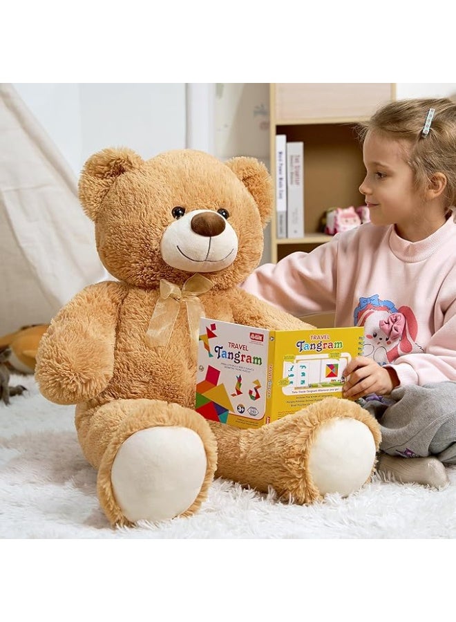 DUNISO 90cm Cute Teddy Bear, Soft and Cute Plush Bear, Skin-friendly Plush Toy, Suitable for Gifts for Girls, Girlfriends or Moms (Brown) - Image 3