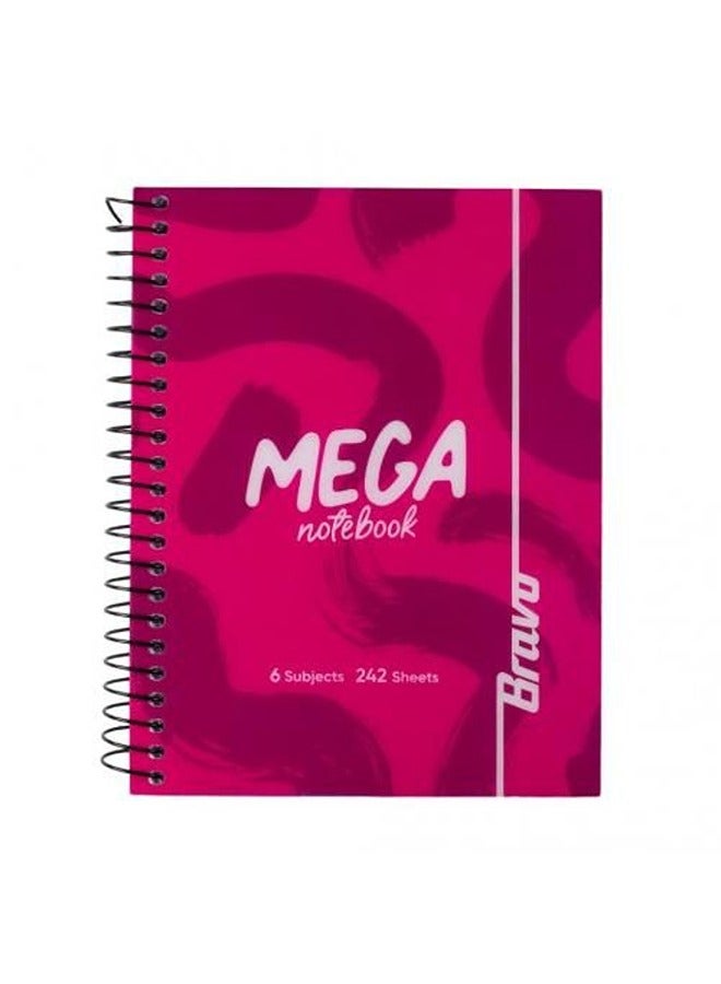 برافو كشكول ميجا من ساسكو A4 وردي اللون 242 ورقة 6 مواد