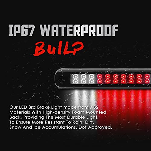 KOMAS 3rd Third Tail Rear Brake Light Replacement For 1988 1989 1990 1991 1992 1993 1994 1995 1996 1997 1998 1999 Chevy GMC C/K-Series GMT400, Waterproof Dual Row Tail Rear Cargo Light (Black Smoke Lens) - Image 4
