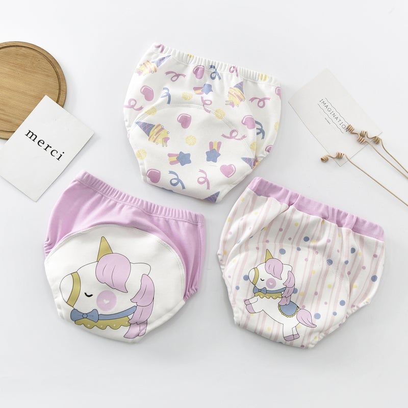 6-Layer Cotton Baby Training Pants Love unicorn (three pack) 