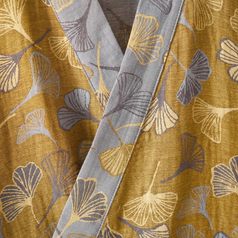 Kimono Robe Purefair 100% Cotton Gauze Ginkgo Leaf Print - Image 4