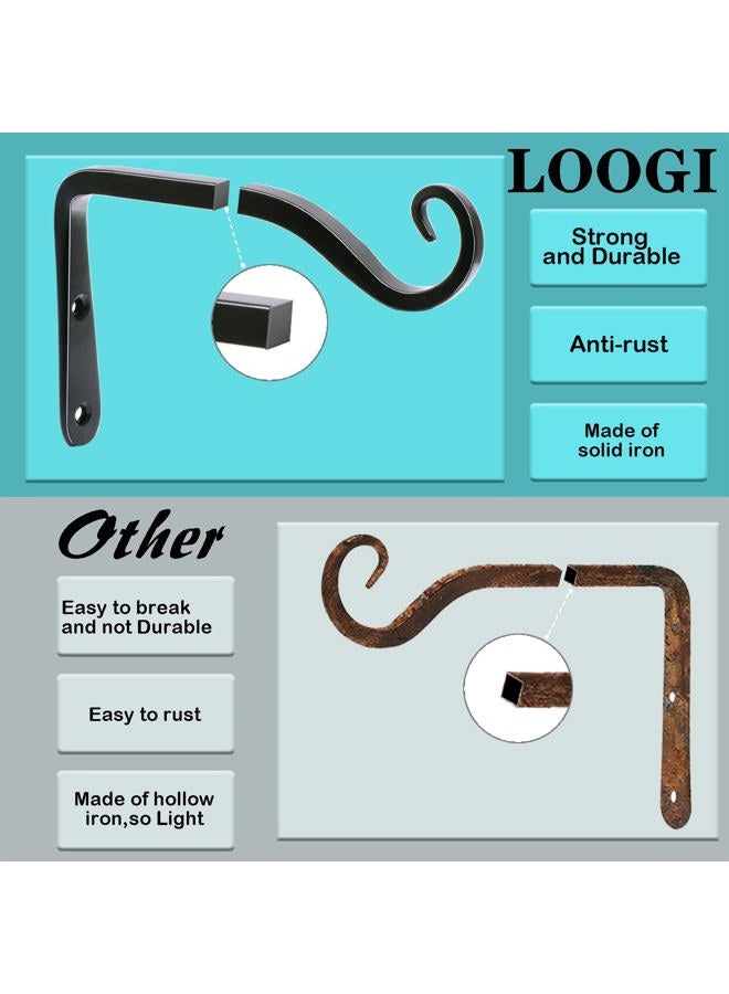 LOOGI Plant Hooks Iron Wall Hanger Decorative Bracket Holder 6 Inch for Hanging Planter Lantern Bird Feeder Sconce - 2 Pack - Image 4