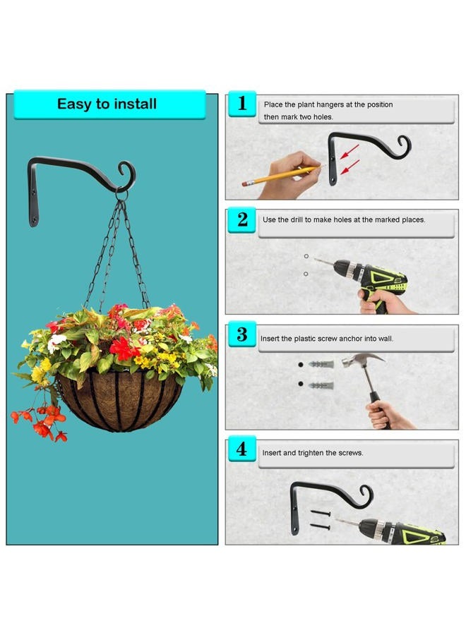 LOOGI Plant Hooks Iron Wall Hanger Decorative Bracket Holder 6 Inch for Hanging Planter Lantern Bird Feeder Sconce - 2 Pack - Image 5