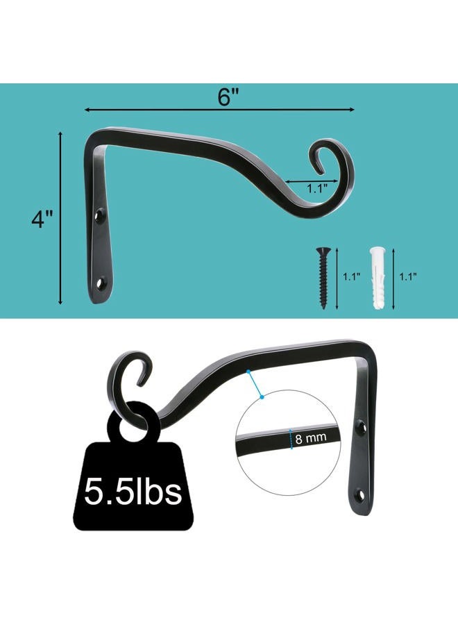 LOOGI Plant Hooks Iron Wall Hanger Decorative Bracket Holder 6 Inch for Hanging Planter Lantern Bird Feeder Sconce - 2 Pack - Image 2