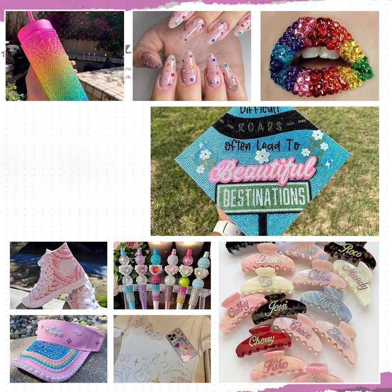 24 Colors Resin Jelly Rhinestones for Bedazzling, 3mm 24000 Pcs Flatback Gems for Crafting, Bedazzling Kit with 3Pcs B7000 Glue for Clothing Shoes Nail Book Diamond Art - Image 5