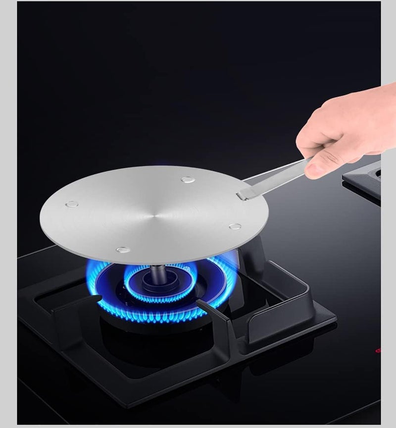 Tazweeq 11inch Heat Diffuser Plate for Gas Stove, Stainless Steel Cooking Induction Adapter Simmer Plates for Electric Gas Glass Cooktop Hob Ring, Induction Cooktop Converter Plate With Handle - Image 5