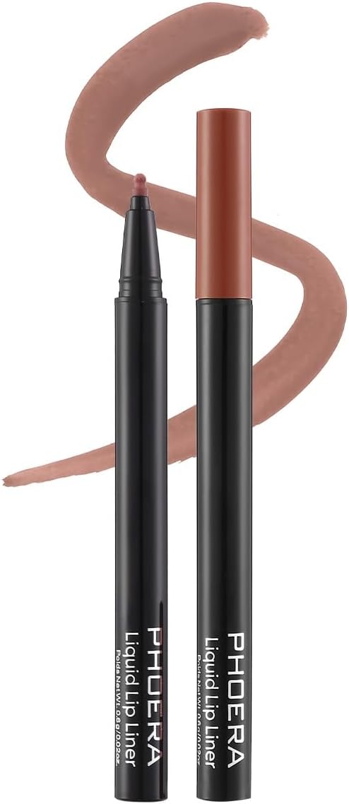 PHOERA Longwear Liquid Lip Liner Vegan Matte Precision Tip for Lip Contour Fill SmudgeProof TransferProof NonDrying Lip Definer Lip Stain Bold Lasting Color 01 Spice One Size