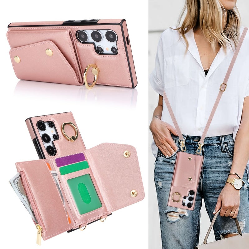 Phone Case With RFID Zipper Wallet And Ring Holder For Galaxy S26 Ultra White - Image 1