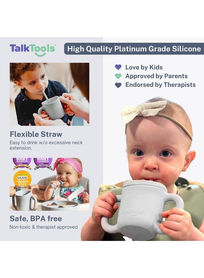 TalkTools ITSY Silicone Training Cup - Mini Straw Cup for Baby - Anti Leak, Spill Proof and BPA Free Cup with Straw Insertion for Kids (Cloud) - Image 4