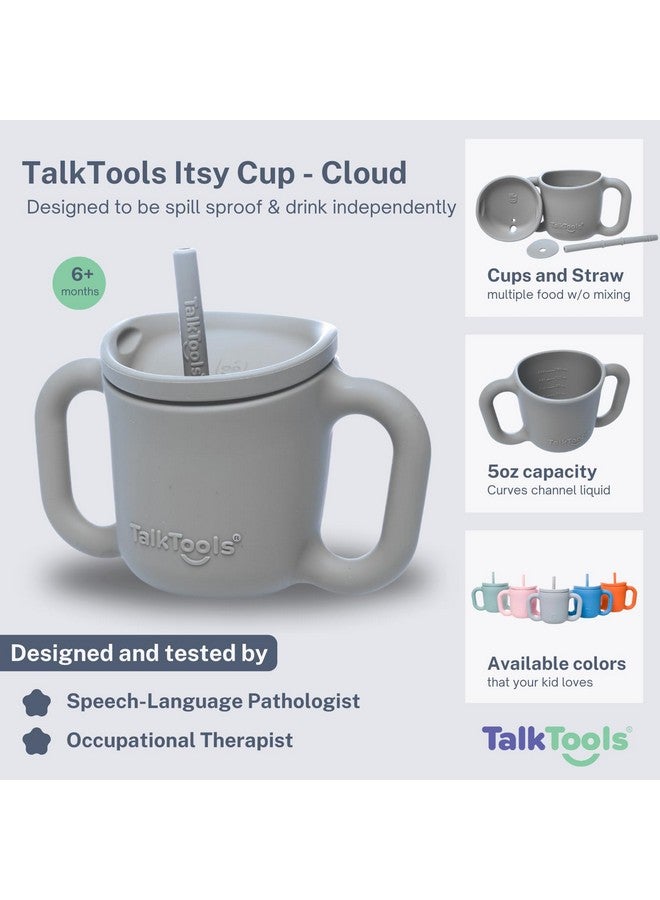 TalkTools ITSY Silicone Training Cup - Mini Straw Cup for Baby - Anti Leak, Spill Proof and BPA Free Cup with Straw Insertion for Kids (Cloud) - Image 3