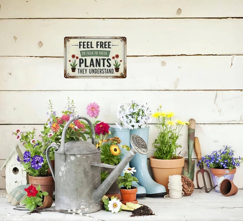 Bestylez Garden Gifts Feel Free to Talk with These Plants They Understand Vintage Gardening Signs for Home Garden Greenhouse Living Room Bedroom Yard Outdoor Decor 8X12 Inch (3373) - Image 5