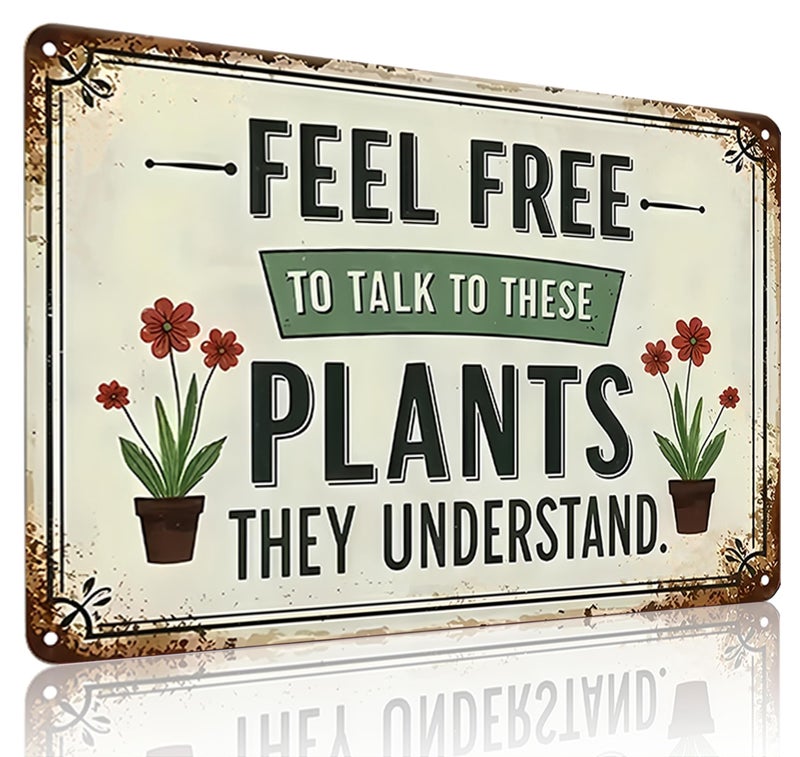 Bestylez Garden Gifts Feel Free to Talk with These Plants They Understand Vintage Gardening Signs for Home Garden Greenhouse Living Room Bedroom Yard Outdoor Decor 8X12 Inch (3373) - Image 1