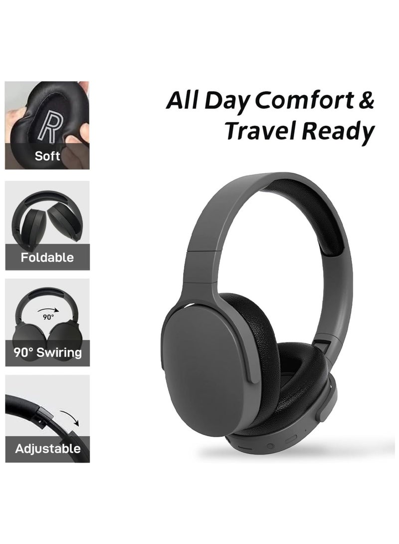 General Bluetooth Headphones Over Ear,Wireless Headphones 12H Playtime and Noise Cancelling, HiFi Stereo Foldable Lightweight Headset, Deep Bass with Soft Protein Earpads for Home Office Cellphone  - Image 2
