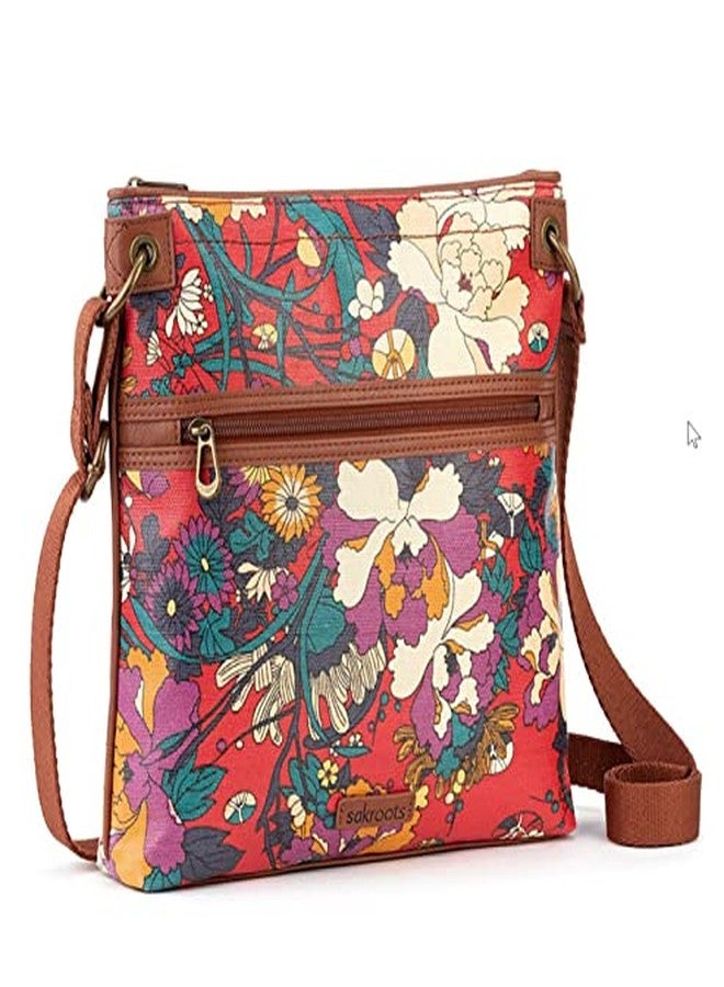 Sakroots Artist Circle Flat Crossbody, Crimson Flower Power - Image 1