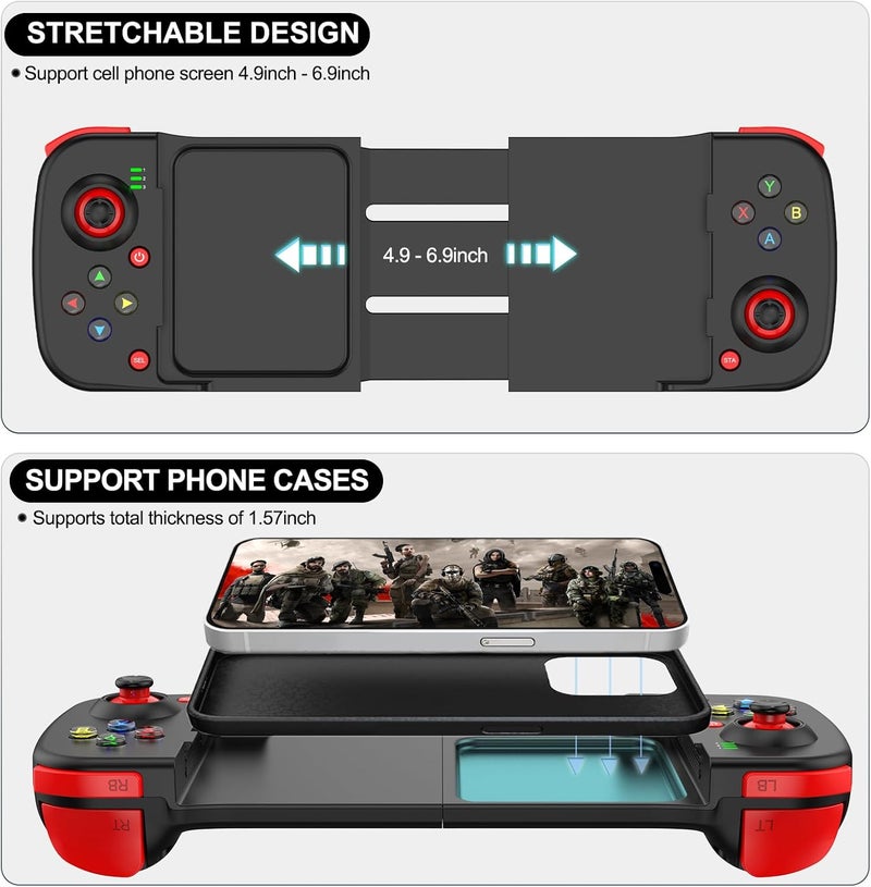 arVin Wireless Gaming Controller for iPhone/iPad/iOS/Android/Samsung/PC Gamepad Joystick with Back Button, Analog Triggers, Stretchable, Bluetooth 5.0 Low Latency, Direct Play for CODM,Diablo Immortal - Image 3