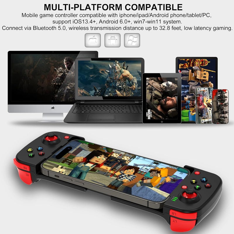 arVin Wireless Gaming Controller for iPhone/iPad/iOS/Android/Samsung/PC Gamepad Joystick with Back Button, Analog Triggers, Stretchable, Bluetooth 5.0 Low Latency, Direct Play for CODM,Diablo Immortal - Image 2