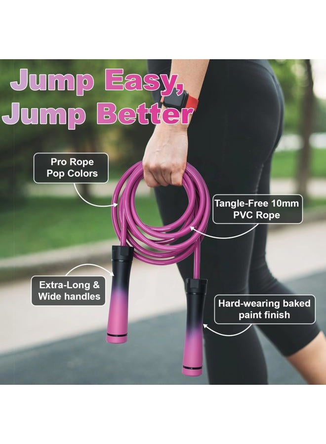 Coniflor Weighted Jump Rope, 1LB Tangle-Free Ball Bearing Rapid Speed Skipping Rope for Men Women, Adjustable 9mm PVC Rope with Handle for Boxing MMA Weight-Loss Athletic Workout Fitness, Gradient Pink&Pink - Image 4