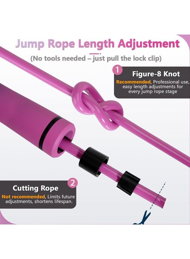 Coniflor Weighted Jump Rope, 1LB Tangle-Free Ball Bearing Rapid Speed Skipping Rope for Men Women, Adjustable 9mm PVC Rope with Handle for Boxing MMA Weight-Loss Athletic Workout Fitness, Gradient Pink&Pink - Image 5