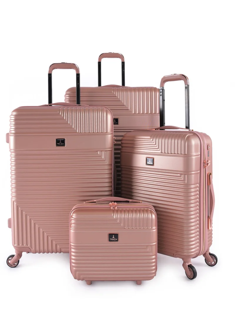 Track Track 4-Piece Luggage Set – Carry-On, Check-In & Beauty Trolley Bags, ABS Hard Case, 4 Wheels, Aluminum & Iron Telescopic Handle, Side Handle, TSA Lock, For Men & Women