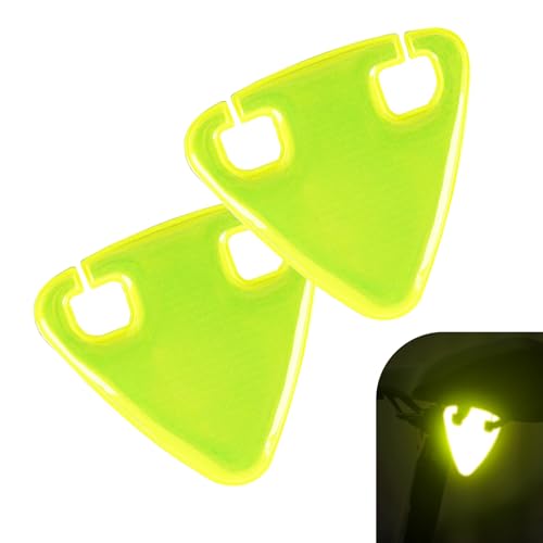 MOXRUQ 2 PCS Bike Safety Cycling Reflectors HighVisibility Bicycle Triangle Reflective Warning Sign for Night Ride Night Cycling Safety Equipment Green - Image 1