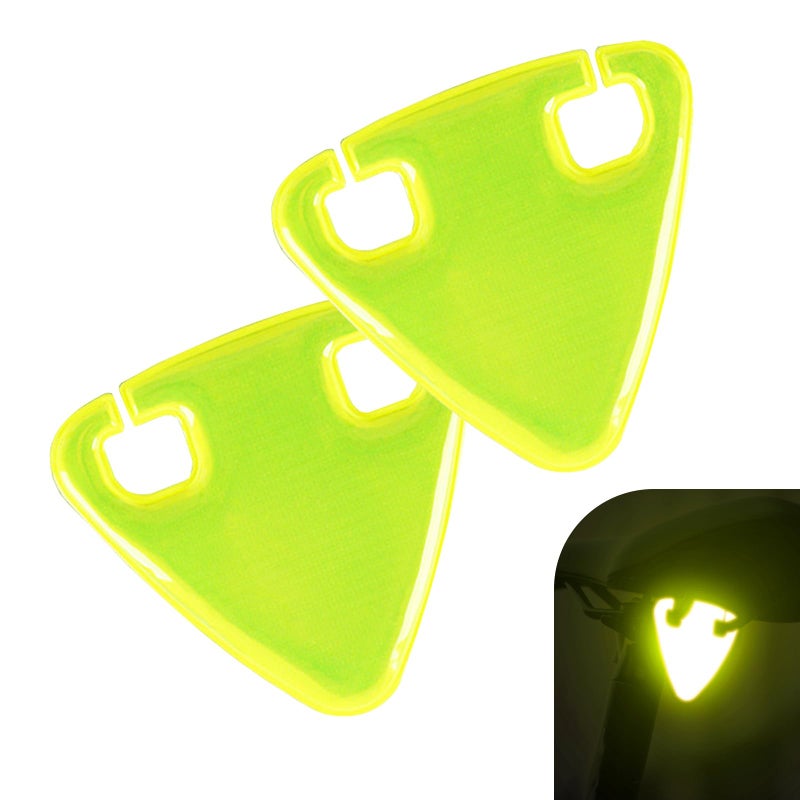 MOXRUQ 2 PCS Bike Safety Cycling Reflectors HighVisibility Bicycle Triangle Reflective Warning Sign for Night Ride Night Cycling Safety Equipment Green - Image 3