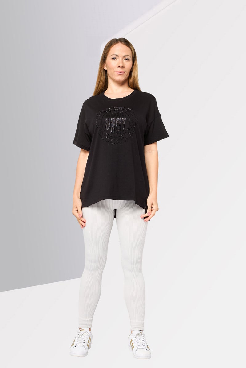 DKNY Sport Women Sportswear Fit Short Sleeves Outdoor T-Shirt, Black - Image 2
