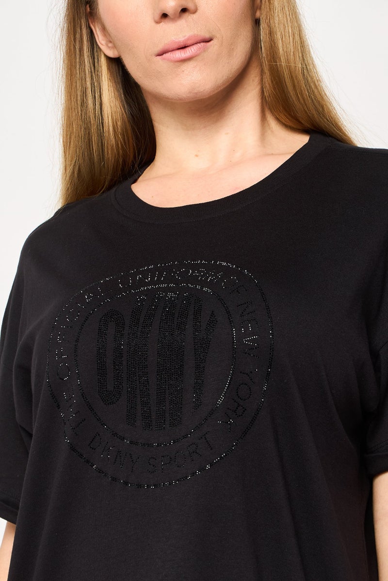 DKNY Sport Women Sportswear Fit Short Sleeves Outdoor T-Shirt, Black - Image 3