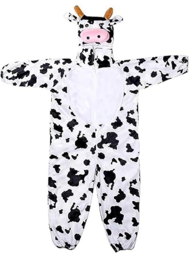 Brain Giggles Cow Animal Plush Costume Design Carnival Party Jumpsuit for Kids Boys and Girls Large - Image 1