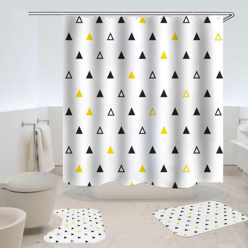 Umai UMAI Shower Curtain (180X180 cm) & Bathmat 3 Pcs Set|6ft|Creative Vibrant Coloured Polyster Curtain Sets with Non-Slip Bath mats for Bathroom|Easy-Slide Curtains|Quick Dry,Soft Mats  - Image 1