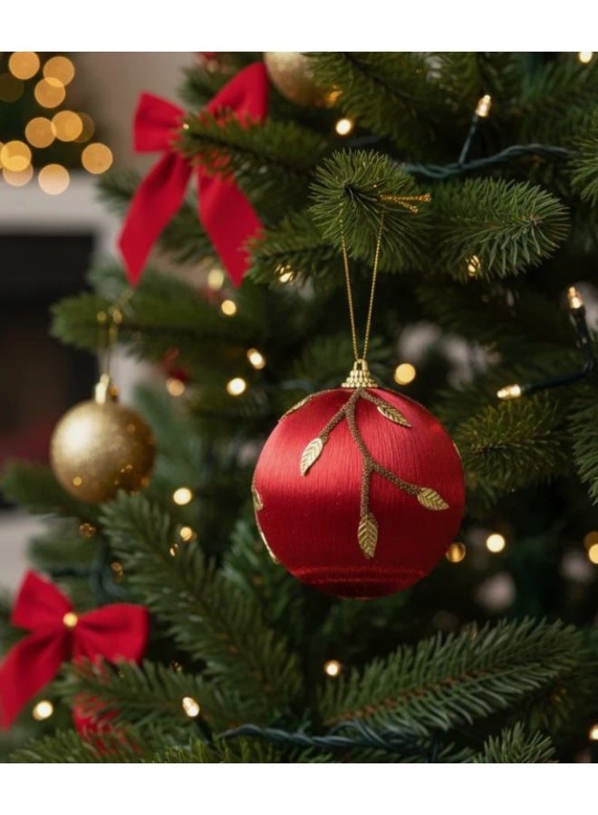 AKDC مجموعة كرات زينة معلقة من قطعتين لعيد الميلاد 10 أحمر وذهبي للتزيين في الشجرة والحفلات - Image 2