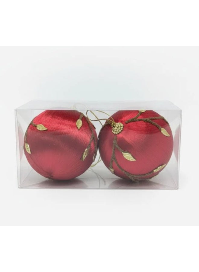 AKDC مجموعة كرات زينة معلقة من قطعتين لعيد الميلاد 10 أحمر وذهبي للتزيين في الشجرة والحفلات - Image 1