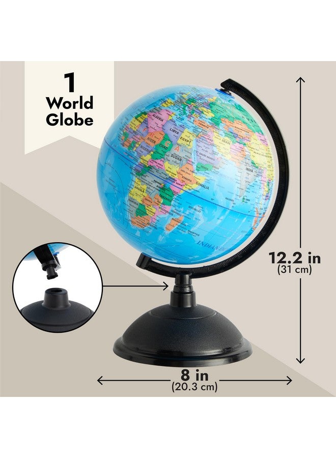 Juvale Rotating World Globe with Stand for Kids Learning, 8-inch Spinning Earth Globe for Classroom Geography Education - Image 5