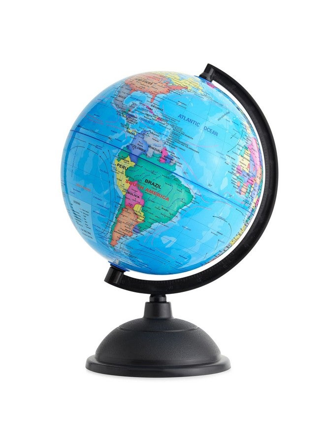 Juvale Rotating World Globe with Stand for Kids Learning, 8-inch Spinning Earth Globe for Classroom Geography Education - Image 1