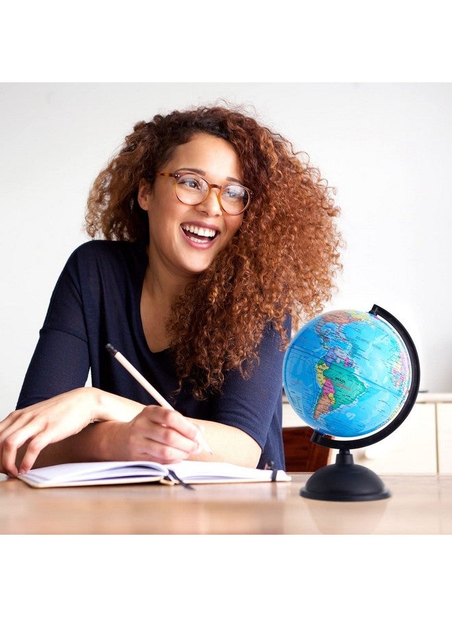 Juvale Rotating World Globe with Stand for Kids Learning, 8-inch Spinning Earth Globe for Classroom Geography Education - Image 4