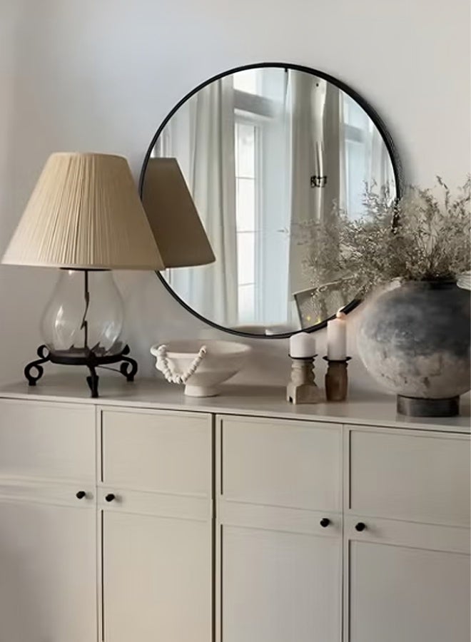 تايمي مرآة تزين بتصميم أنيق 60سم - مرآة مكياج بإطار معدني أسود - تصميمها الرائع مناسب لغرفة الملابس وغرفة المعيشة وغرفة النوم والديكور - Image 3