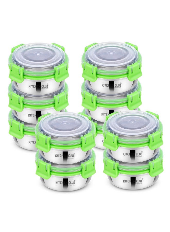 KITCHEN CLUE Stainless Steel Airtight & Leak-Proof Lock N Lock Lunch/Tiffin Box For Office School I 10 Pcs Lunch Container I 350 ML Each I 11cm*5cm I Bpa Free Use for kids & adults - Image 1