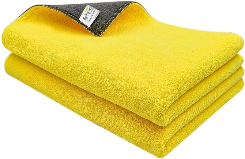 SOFTSPUN 900 GSM, Microfiber Double Layered Cloth 40x60 Cms 2 Piece Towel Set, Extra Thick Microfiber Cleaning Cloths Perfect for Bike, Auto, Cars Both Interior and Exterior.…… - Image 1